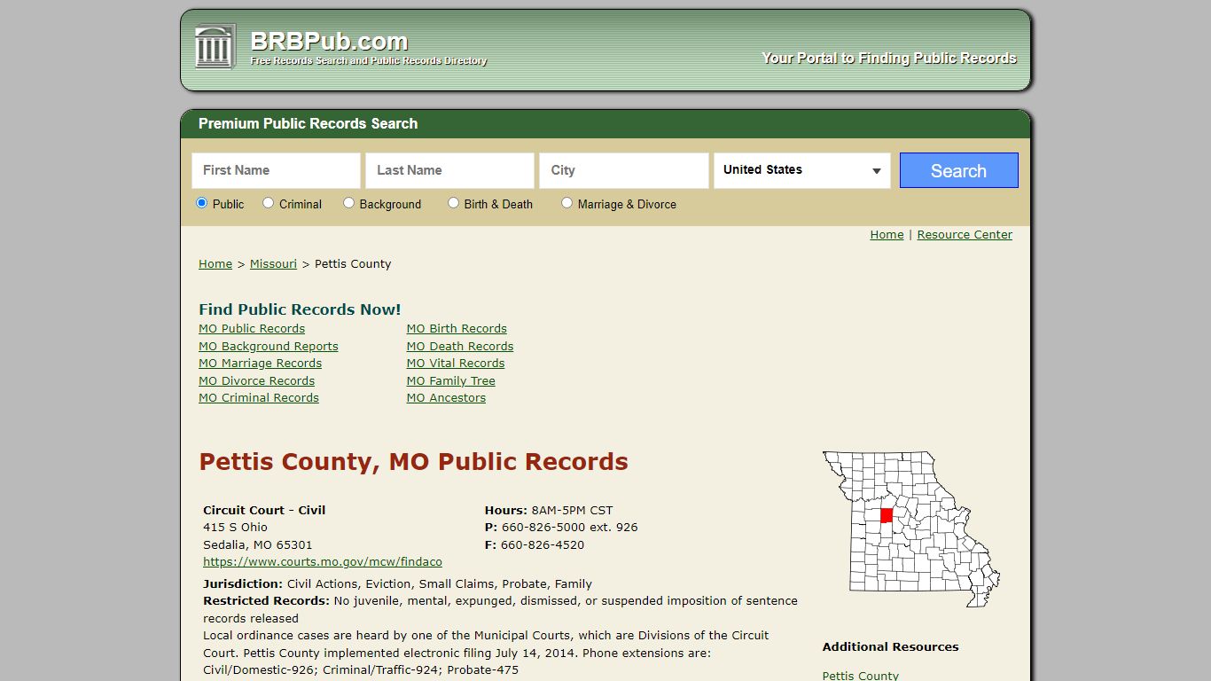 Pettis County Public Records | Search Missouri Government ...